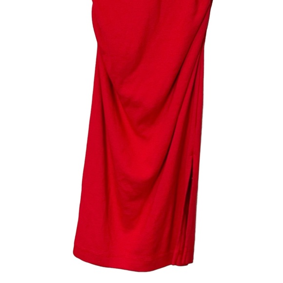 Michael Stars Coco One Shoulder Ultra Ribbed Knit Midi Dress Size M Salsa Red - Picture 4 of 15